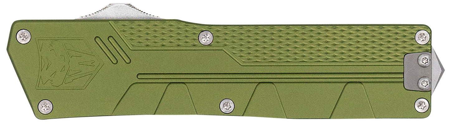 CobraTec Paragon OTF Knife VG-10 Satin Blade OD Green Aluminum Handle CTPRNEDGODG