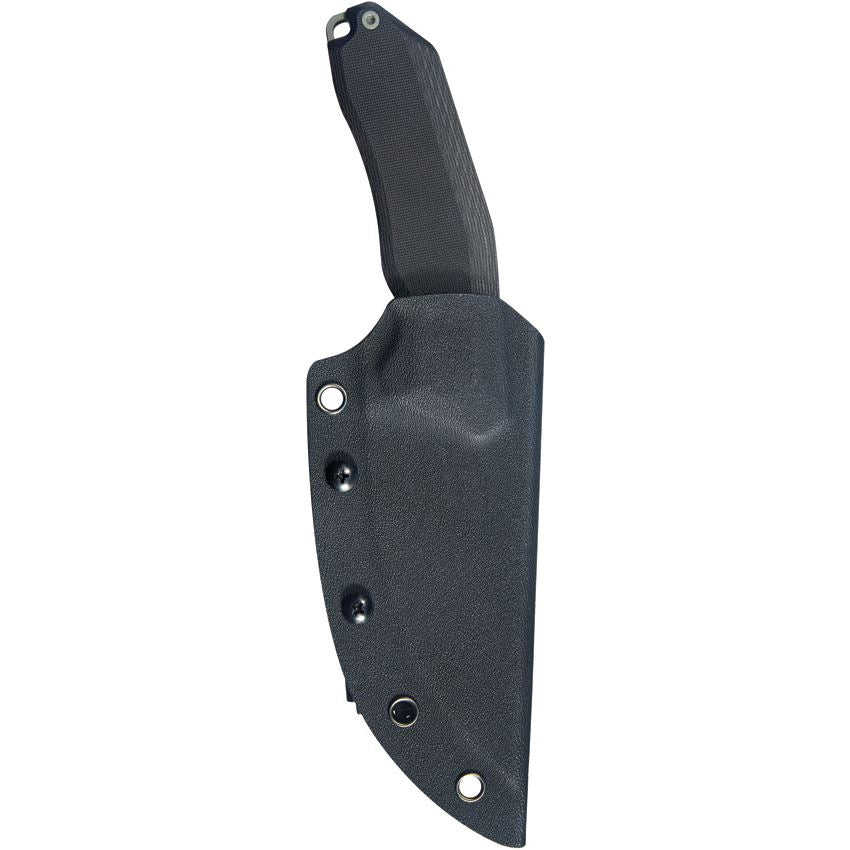 Kubey 381A Basilisk Drop Point 14C28N Stonewash Fixed Blade Knife Black G10
