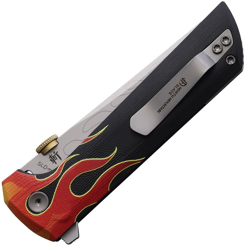 North Mountain Blade Chop 2 Tanto Button Lock Knife – SLD-Magic San Mai Tanto Blade, Hot Rod G10 Handles | NMB2406HR