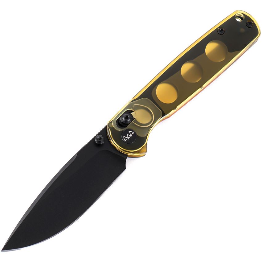 Wixco Drax Crossbar Lock Folding Knife | 3.25" Black PVD 14C28N Drop Point Blade | Amber PEI Handle | WXC10C