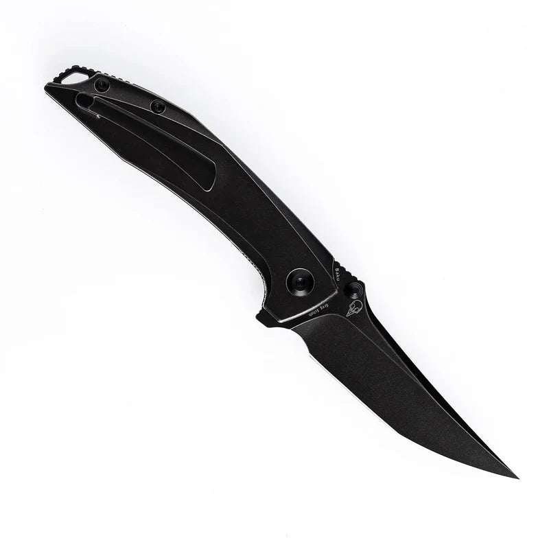KANSEPT Baku Flipper Thumb Hole Folding Knife Titanium & Carbon Fiber Inlay (K1056A6)