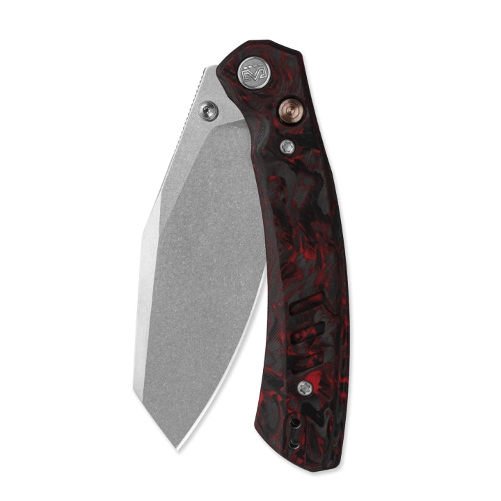 Miguron Karok 3.4" D2 Stonewash Sheepsfoot Carbon Fiber Red Folding Knife MGR827CFRD