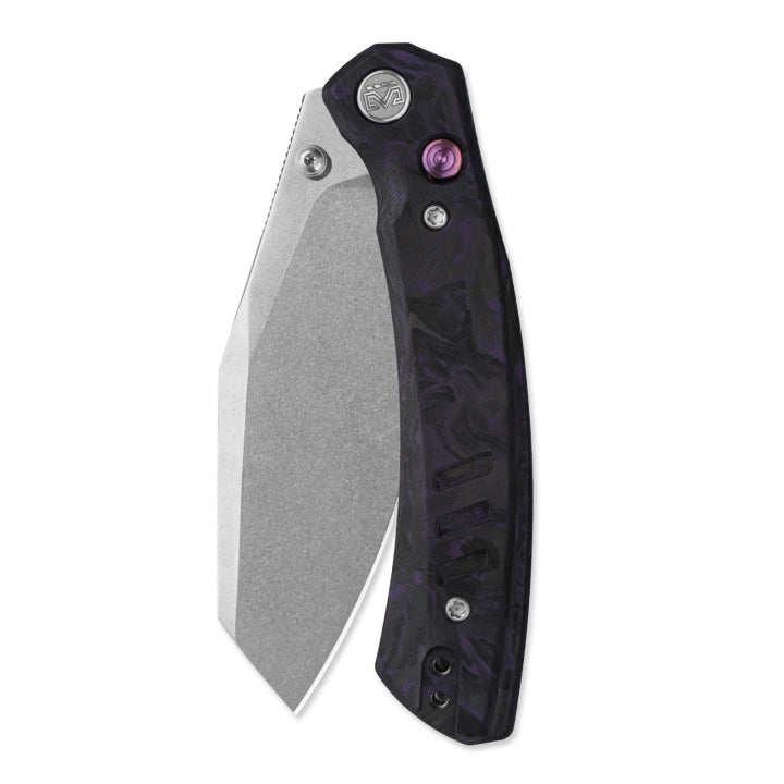 Miguron Karok 3.4" D2 Stonewash Sheepsfoot Carbon Fiber Purple Folding Knife MGR827CFPU