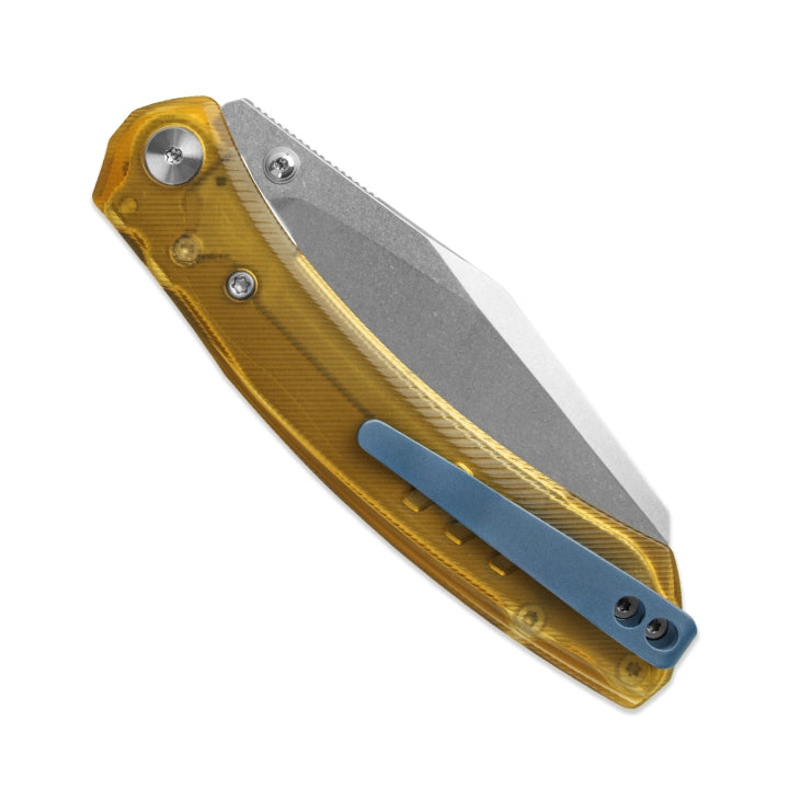 Miguron Karok 3.4" D2 Stonewash Sheepsfoot Folding Knife Yellow PEI MGR827PEI