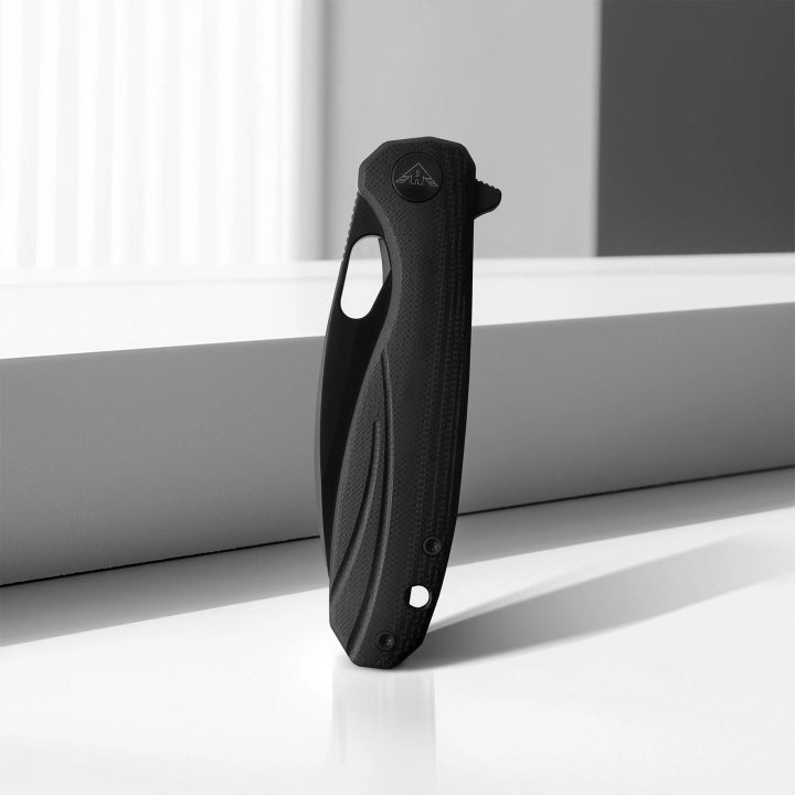 Ameight Eymor 3.25" 14C28N Black PVD Folding Knife Black G10 AME505BK