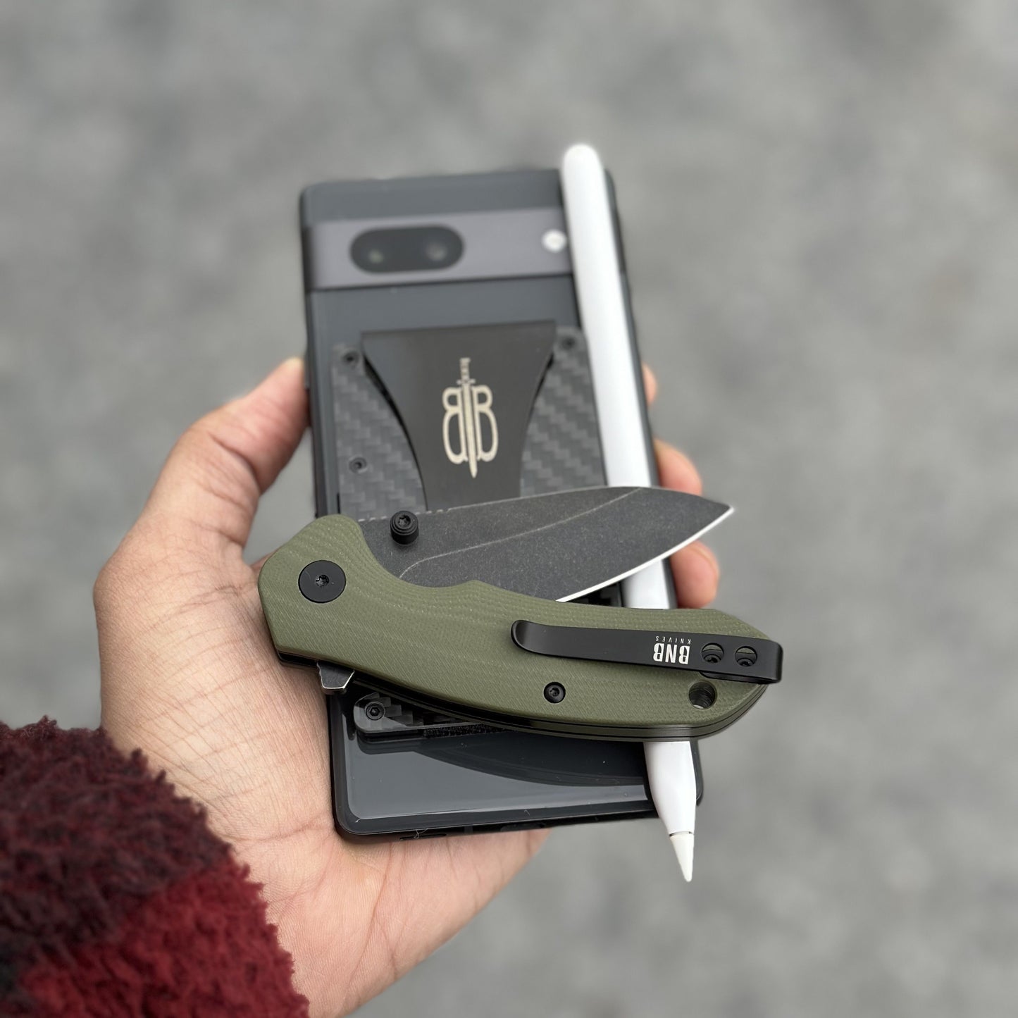BNB Knives Button lock Raven OD BNB2424G