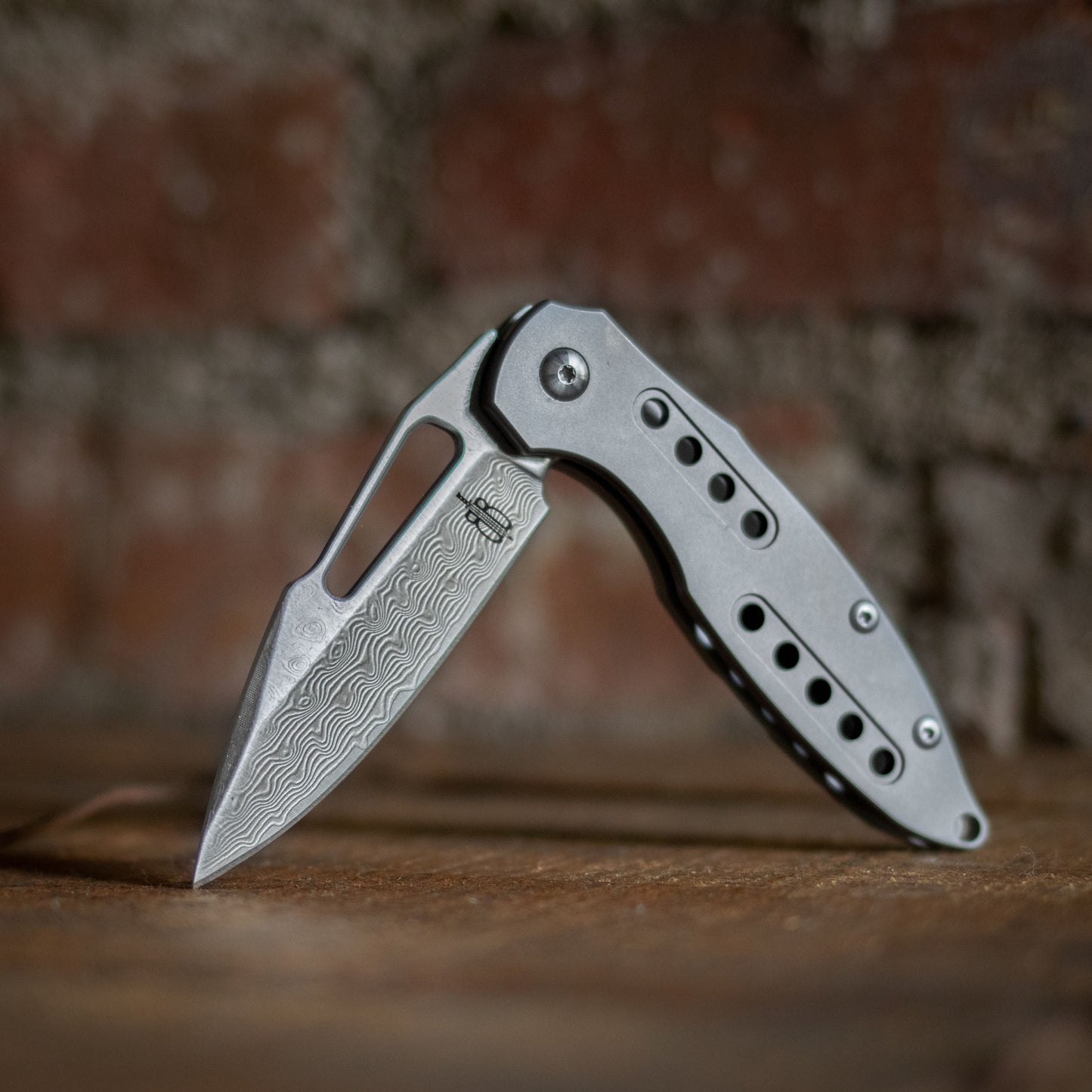 BnB Knives Titanium Flipper – VG10 Damascus / Titanium Handle bnb1441TF