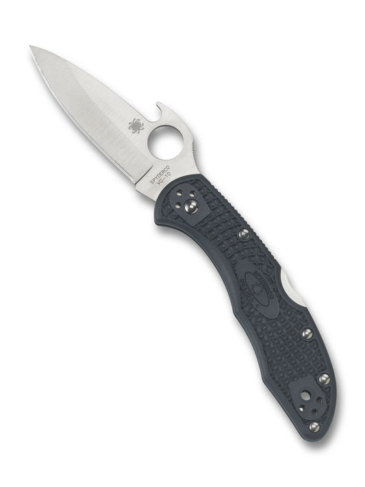 Spyderco Delica 4 Emerson Knife 2-7/8" VG10 Plain Blade, Gray FRN Handles C11PGYW