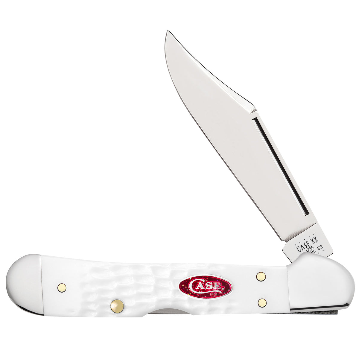 Case Mini CopperLock Folding Knife 2.72" Stainless Clip Point Blade White Jigged Handle 60185