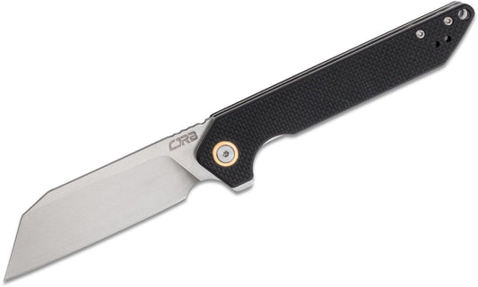 CJRB Cutlery Rampart Flipper Knife 3.5" Stonewashed Wharncliffe Blade, Carbon Fiber Handles, Liner Lock - J1907-CF