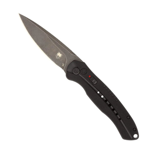 CobraTec Knives Diablo Black push button automatic Blade D2 stonewashed