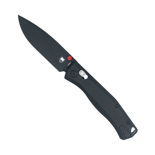 CobraTec Knives Regent Folding Knife Black Aluminum Handle S35VN Plain Black Blade
