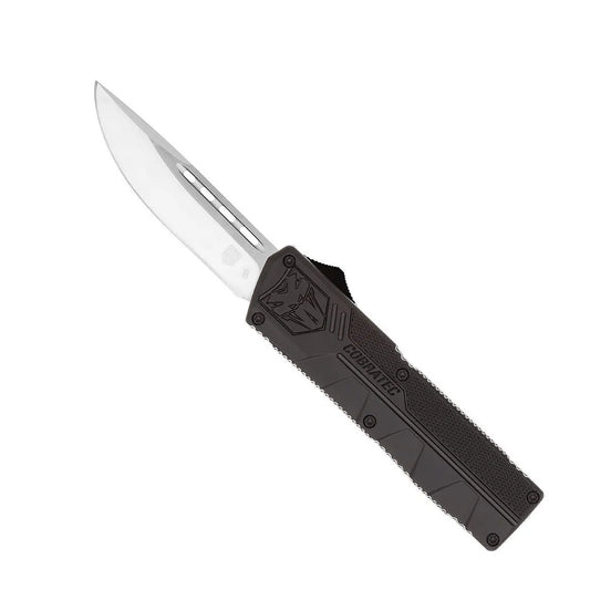 CobraTec Lightweight Black (Cerakote) OTF Knife – D2 Blade | Dual Action
