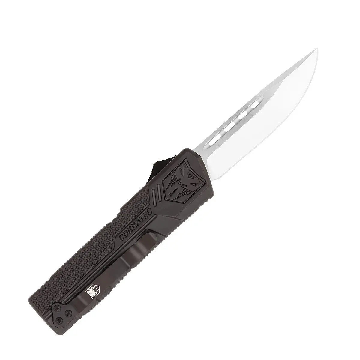 CobraTec Lightweight Black (Cerakote) OTF Knife – D2 Blade | Dual Action