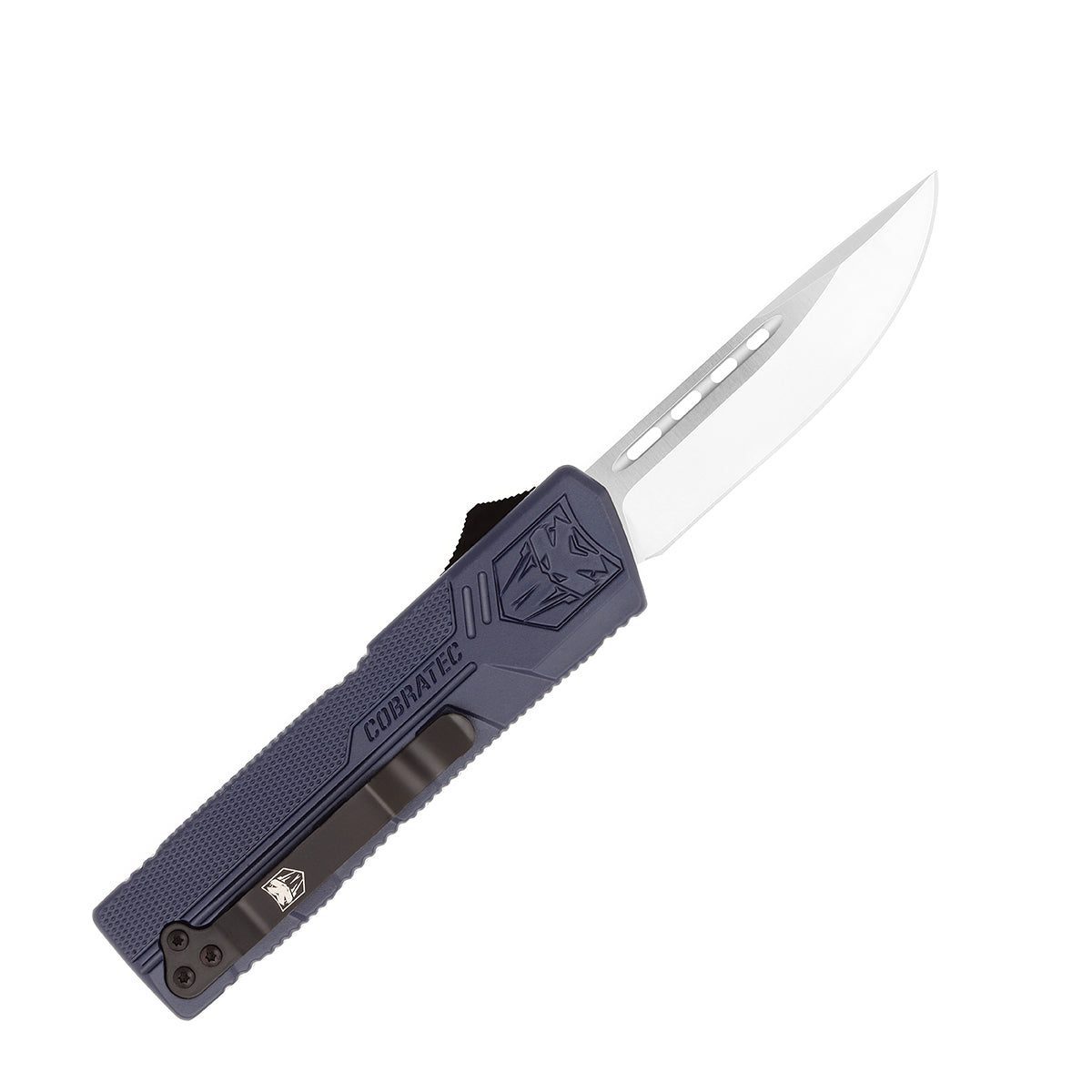 CobraTec Lightweight NYPD Blue (Cerakote) OTF Knife – D2 Blade | Dual Action