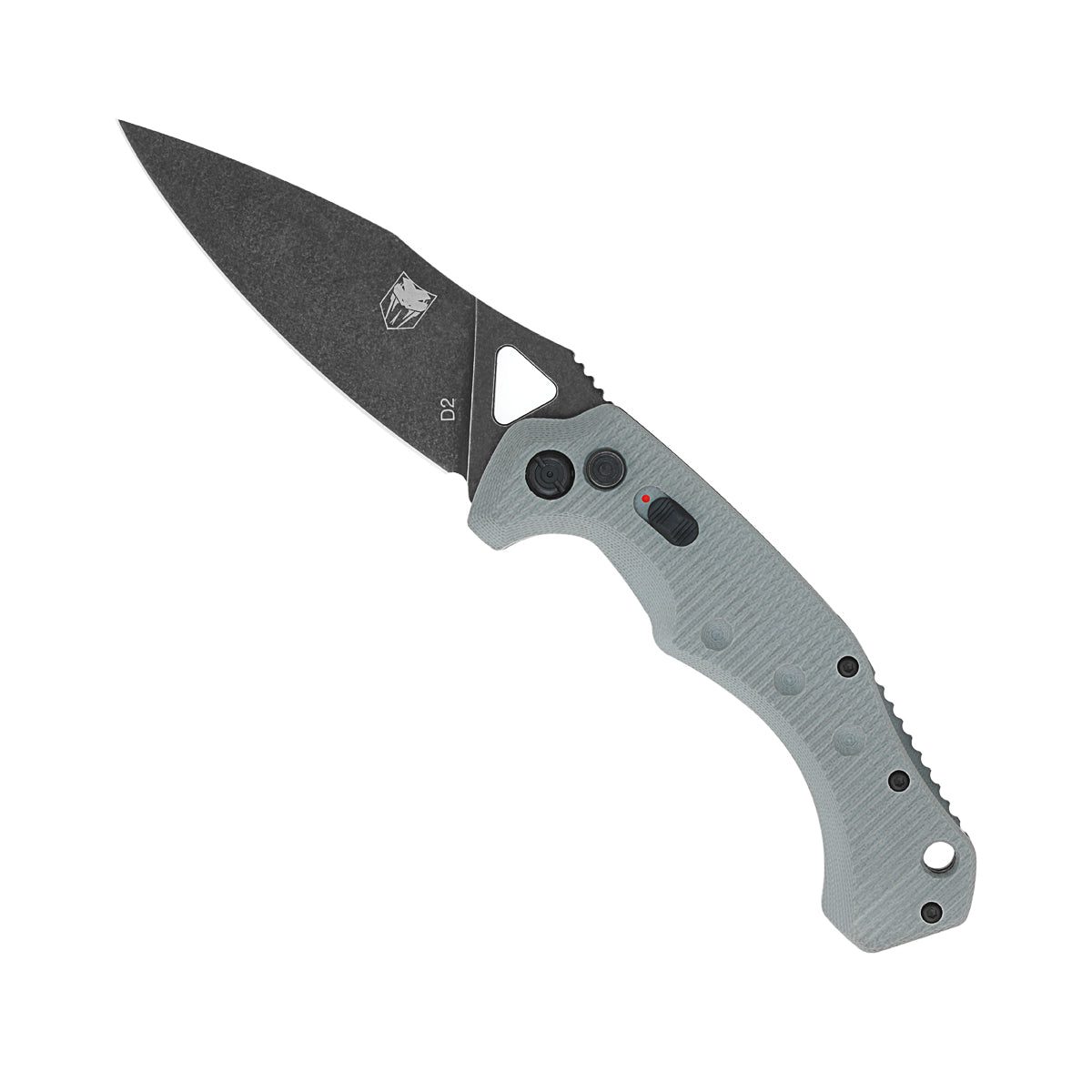 CobraTec Ryker Grey — Side Button Folding Automatic Knife (D2 Blade, G-10 Handle)