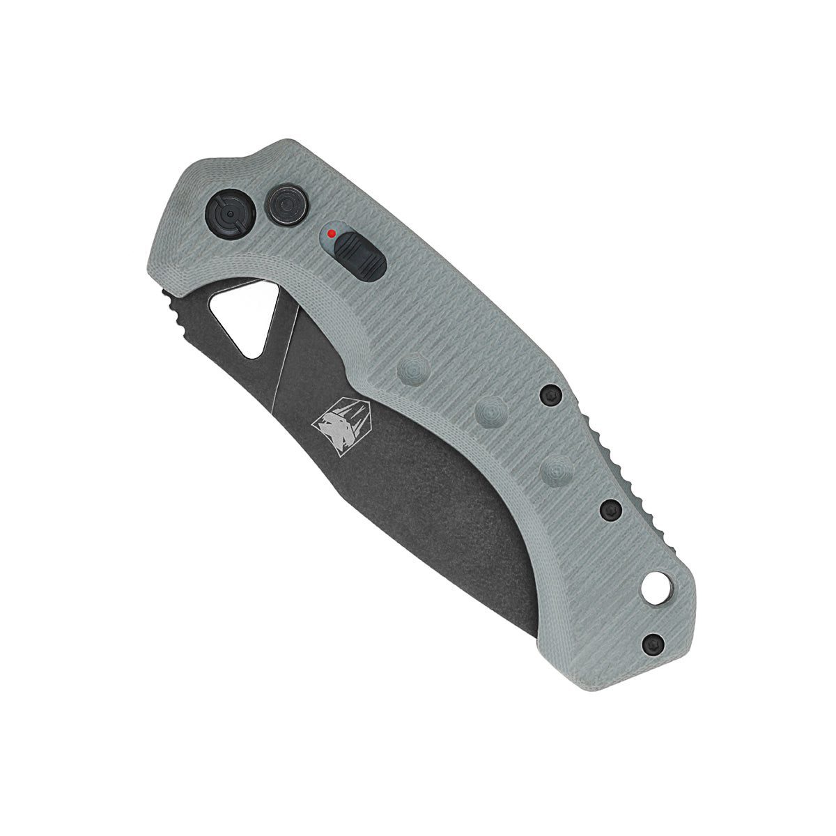 CobraTec Ryker Grey — Side Button Folding Automatic Knife (D2 Blade, G-10 Handle)