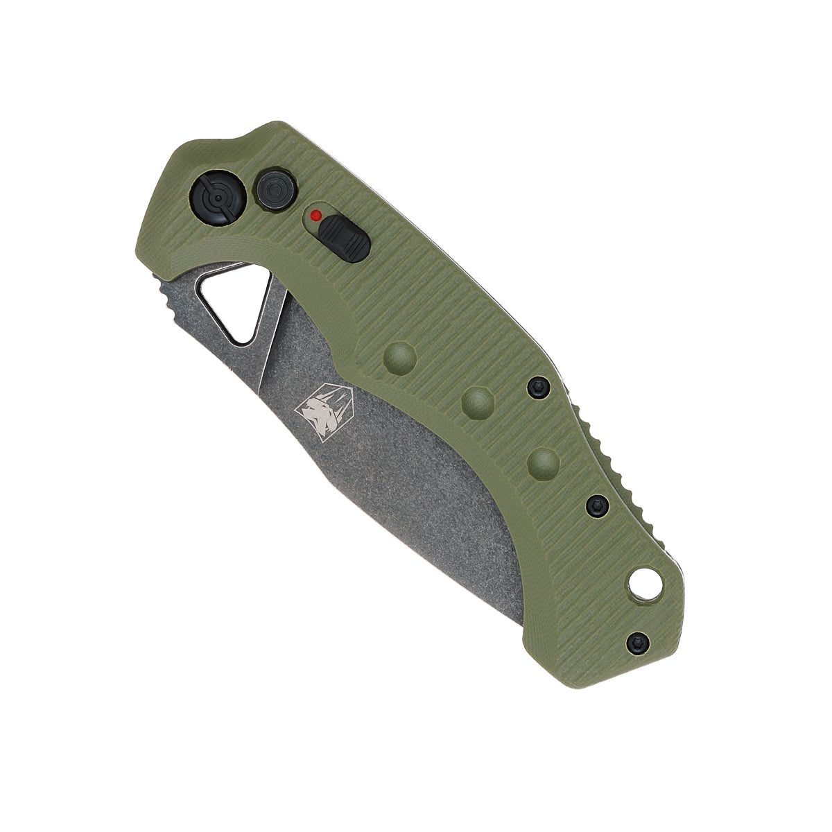 CobraTec Ryker OD Green Side Button Knife D2 Blade, G-10 Handle ODGAFRYK