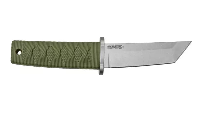 Cold Steel 17DA-ODSW Kyoto Boot Knife Fixed 3.25" Stonewashed Tanto Blade OD Green Kray-Ex Handle, Sheath