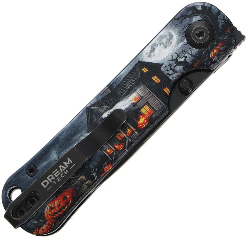 DreamTech Halloween D2 Button Lock Folding Knife D4245AHH
