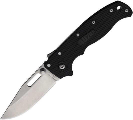 Demko AD20.5 Shark-Lock Folding Knife – 3" AUS-10A Clip Point Blade, Black Grivory Handle