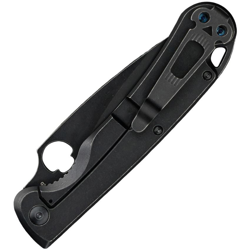 DAGGERR ZHALO Folding Knife 3.9" D2 Black/BW Spear Point Blade Black Stainless Steel Handle EDC FM02-2BKSW