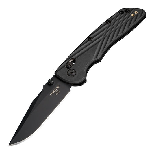 Hogue Deka Manual Folder 3.25" Clip Point Blade - Black Cerakote Black Polymer Frame