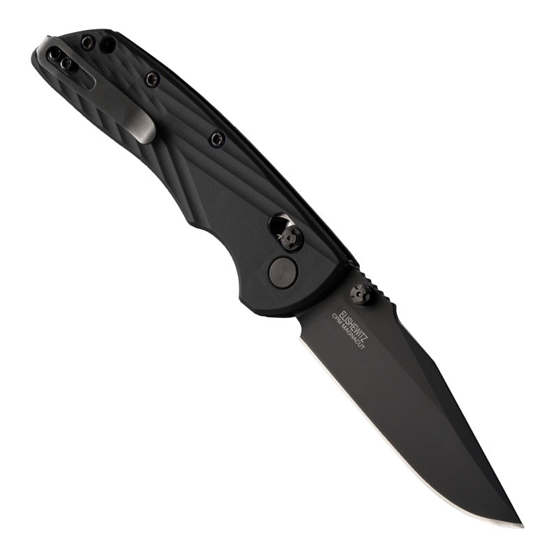 Hogue Deka Manual Folder 3.25" Clip Point Blade - Black Cerakote Black Polymer Frame