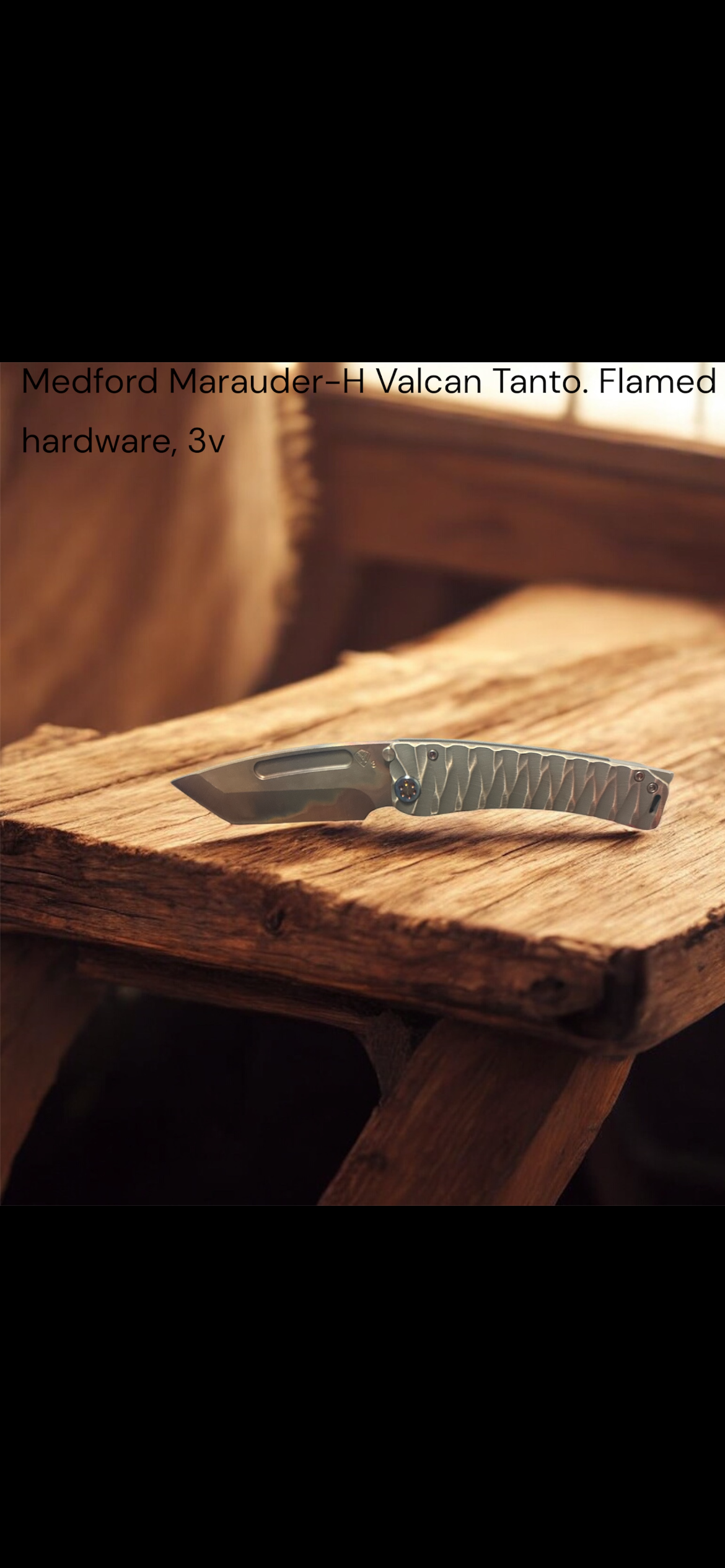 Medford Marauder H – 3V Vulcan Tanto | B3/Cement Handle with Silver Predator Finish