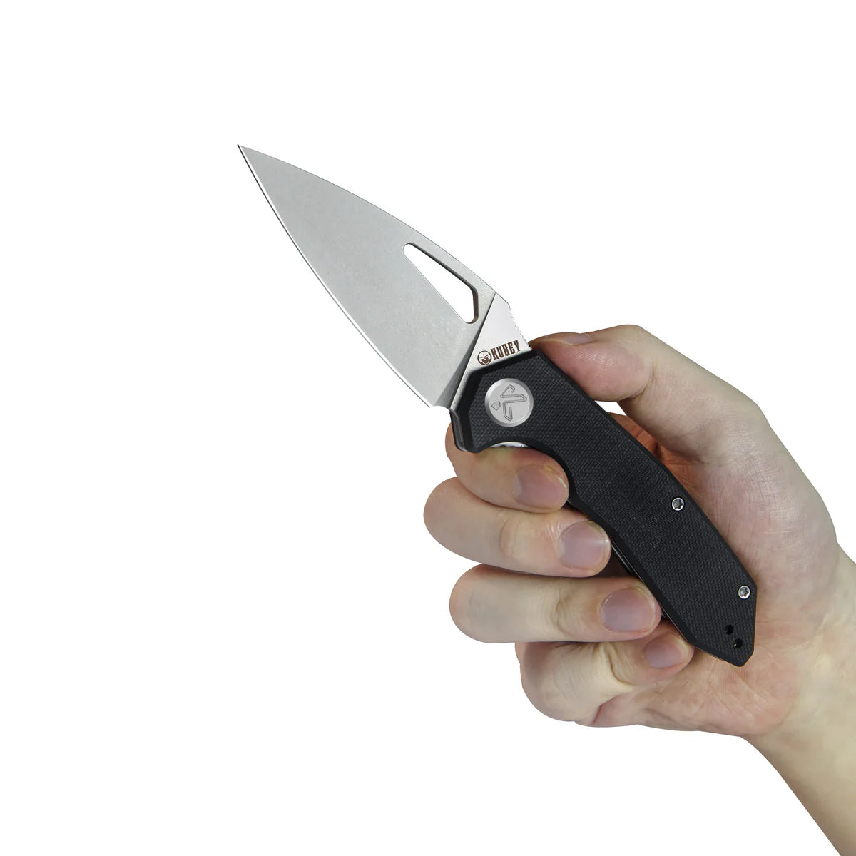 Kubey Coeus Liner Lock Thumb Open Black G10 Handle 3.11" Stonewash 14C28N KU122U