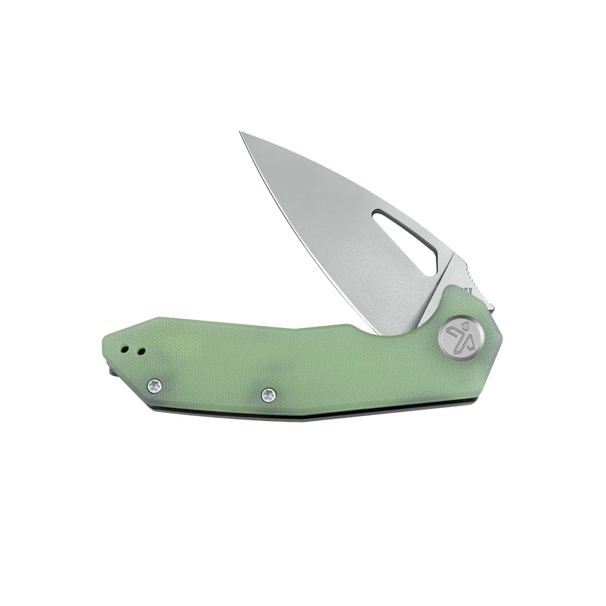 Kubey Coeus Liner Lock Thumb Open Jade G10 Handle  3.11" Stonewash 14C28N KU122V