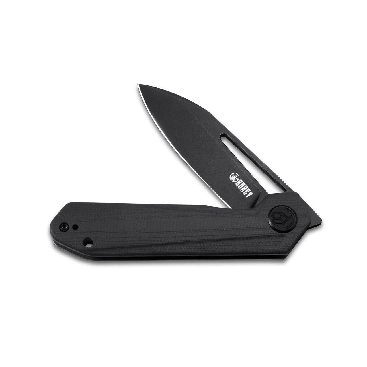 KUBEY KU321H Royal Liner Lock Knife Front Flipper black G10 Handle 2.99" Stonewahsed D2