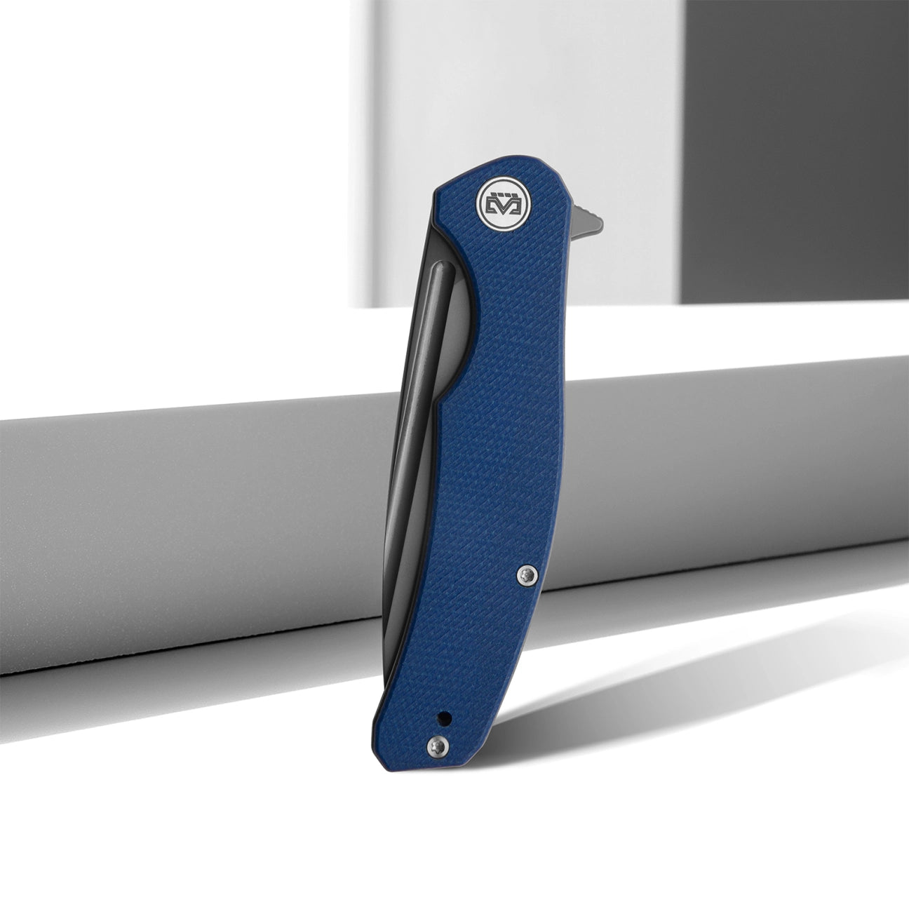Miguron Small Velona Flipper Folding Knife – 3.5" 14C28N Dark Grey PVD Drop Point Blade, Blue Micarta Handle | MGR8003SBU