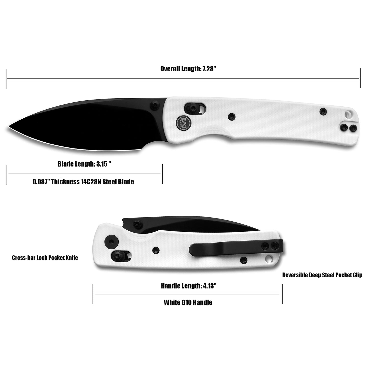 Miguron Vakor Axis Lock Black G10 Handle Stonewashed 14C28N Blade MGR817AWH