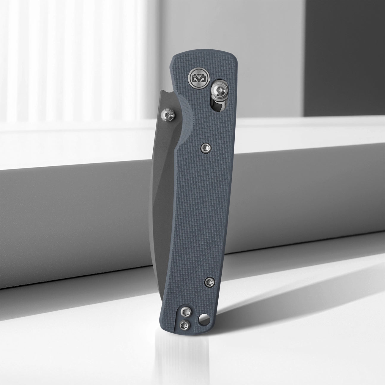 Miguron Vakor Crossbar Lock Folding Knife – 3.15" Dark Grey PVD 14C28N Drop Point Blade, Grey G10 Handle | MGR817ADG