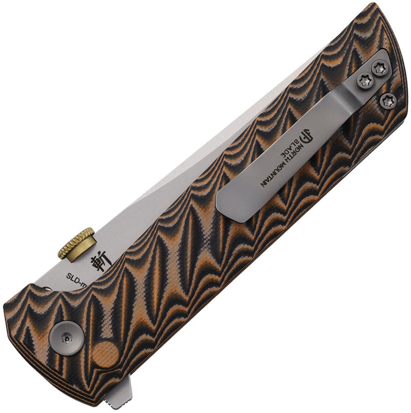 North Mountain Blade Chop 2 Button Lock Pocket Knife – SLD-Magic San Mai Tanto Blade, Snake G10 Handles | NMB2406BKSK