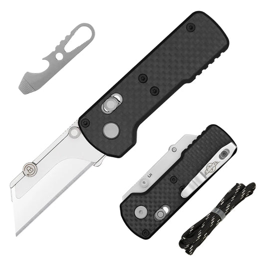 Oknife  U1 Carbon Fiber Utility Knife – Compact, Lightweight EDC with Rail Lock
