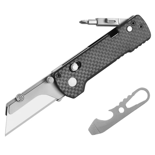 Oknife U1 Pro Carbon Fiber Overlay Multitool Folding Utility Knife with Folding Screwdriver