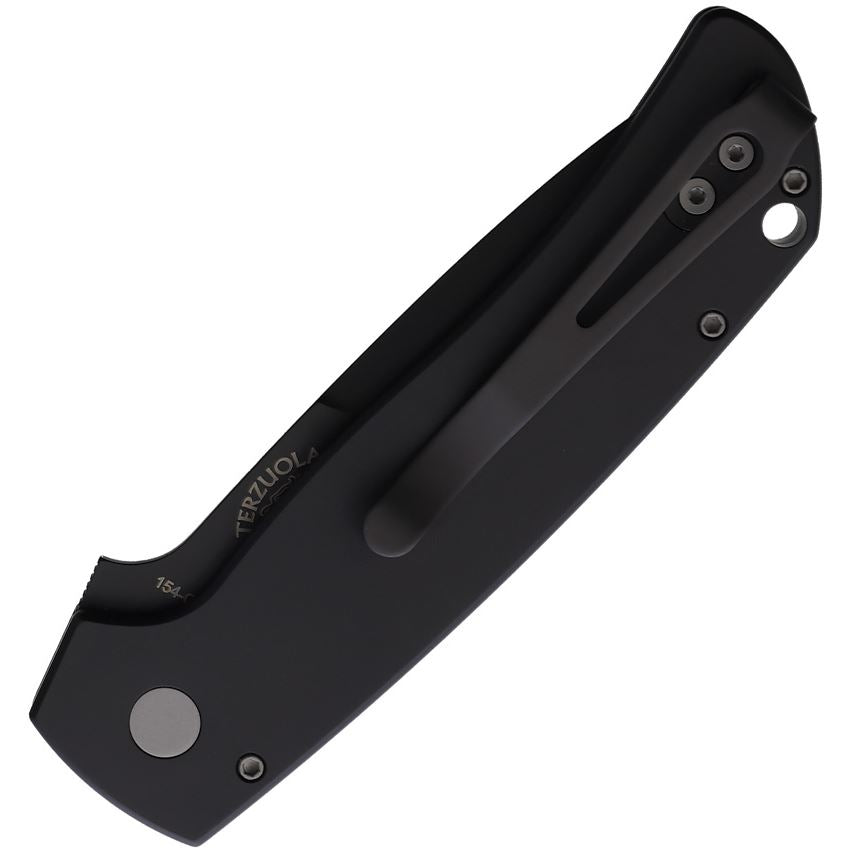 Pro-Tech Terzuola ATCF Operator Auto Knife Black Al Tritium Button 3.5" DLC Blade