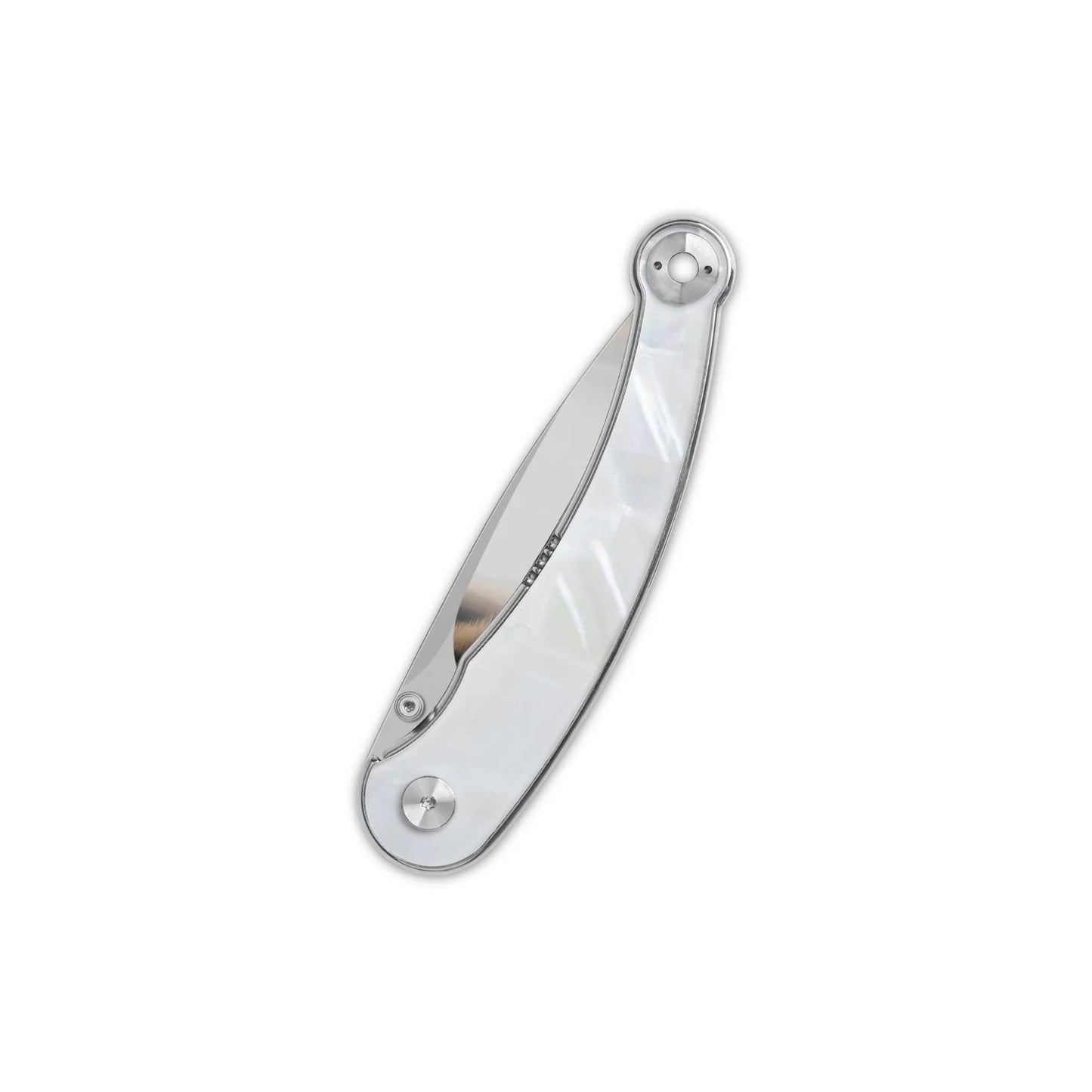 QSP Dolphin Liner Lock Pocket Knife | 14C28N Mirror Finish Blade | White Pearl Shell Handle | QS161-C