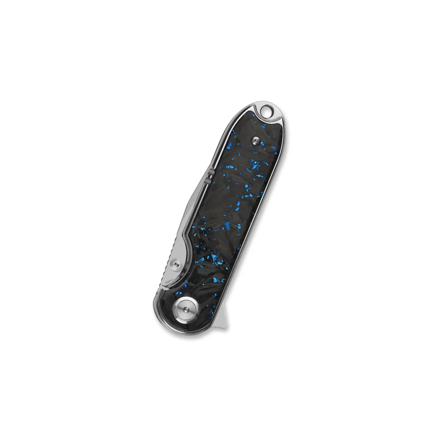 QSP Nebula Liner Lock Pocket Knife | 14C28N Mirror Polish Blade | Blue Shredded Carbon Fiber Handle | QS168-C