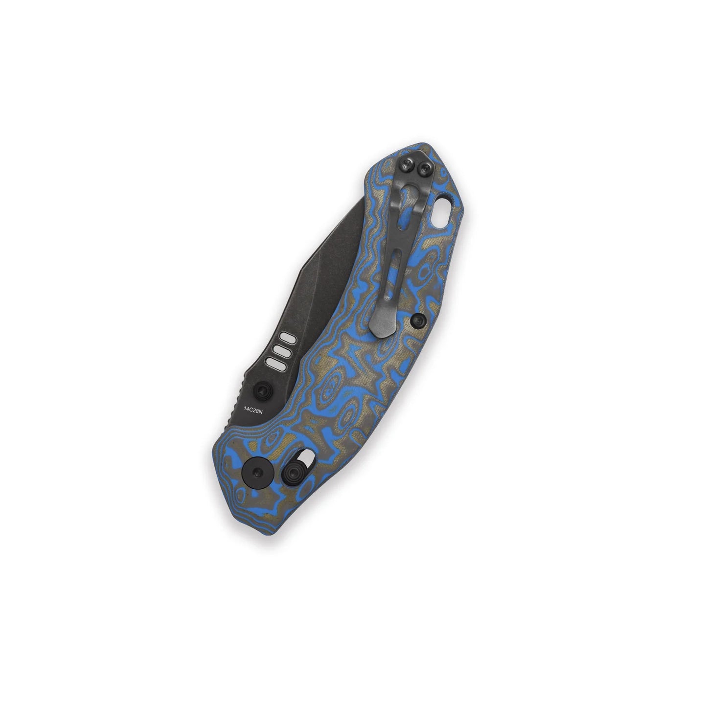 QSP Elk Glyde Lock Pocket Knife | 14C28N Steel | Blue Textured Micarta Handle | QS173-B2