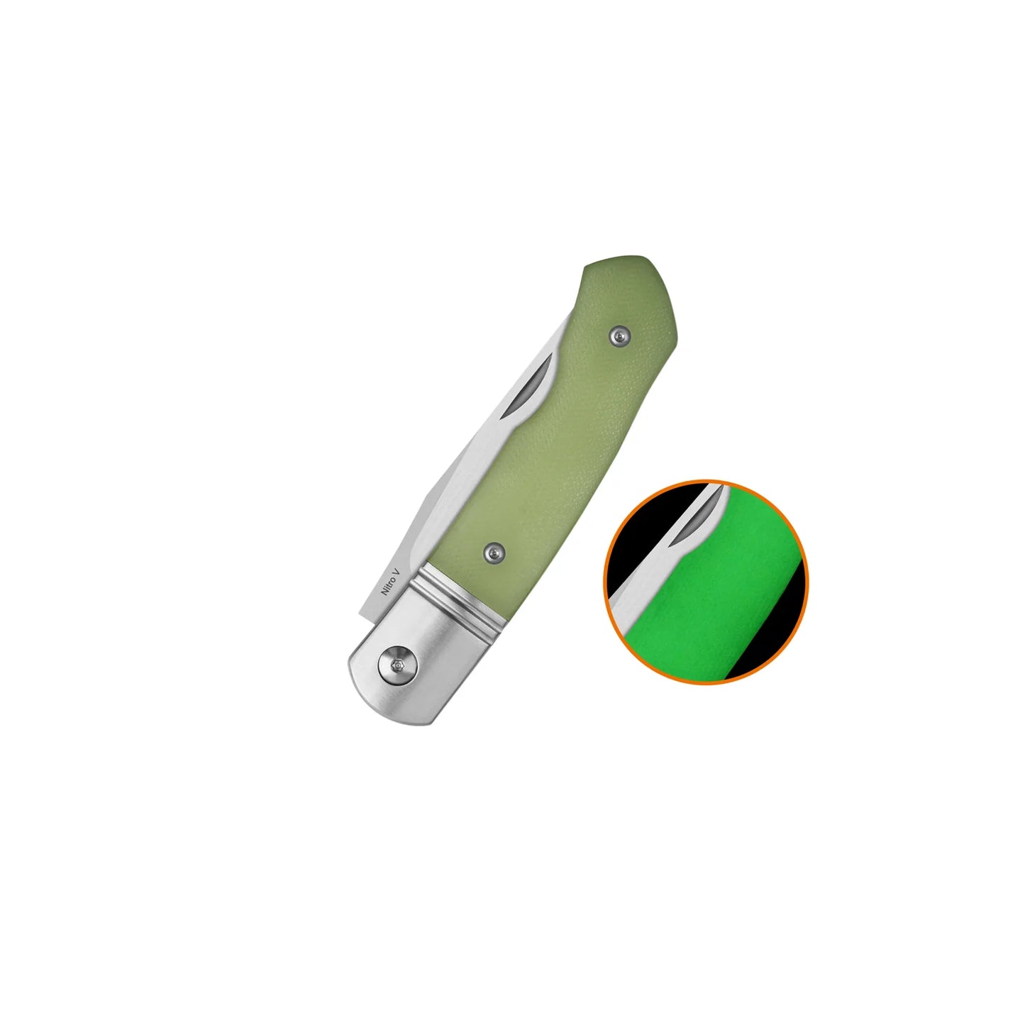 QSP Heron Slip Joint Pocket Knife | Nitro-V Satin Blade | Glow-in-the-Dark G10 Handle | QS175-A