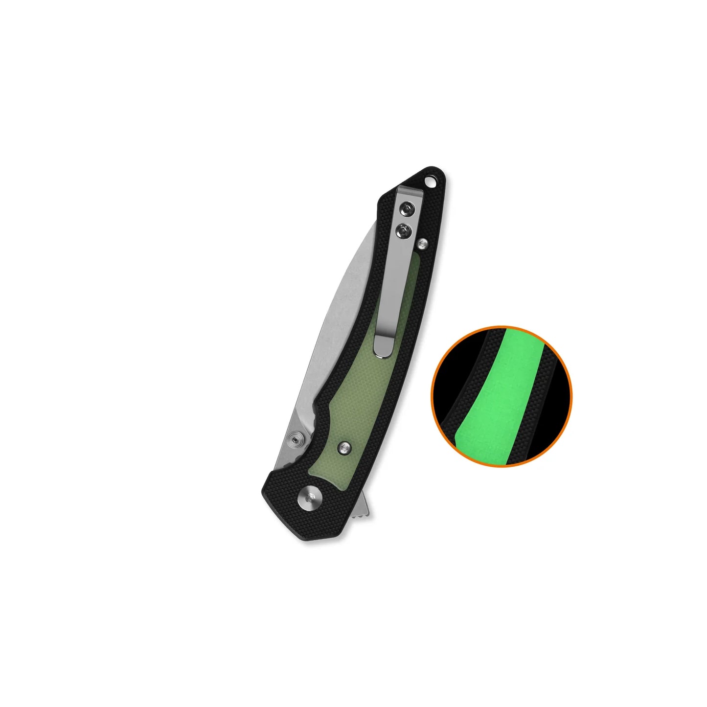 QSP Peregrine Liner Lock Pocket Knife | 10Cr15MoV Steel | Black G10 with Glow-in-the-Dark G10 Inlay | QS177-A2