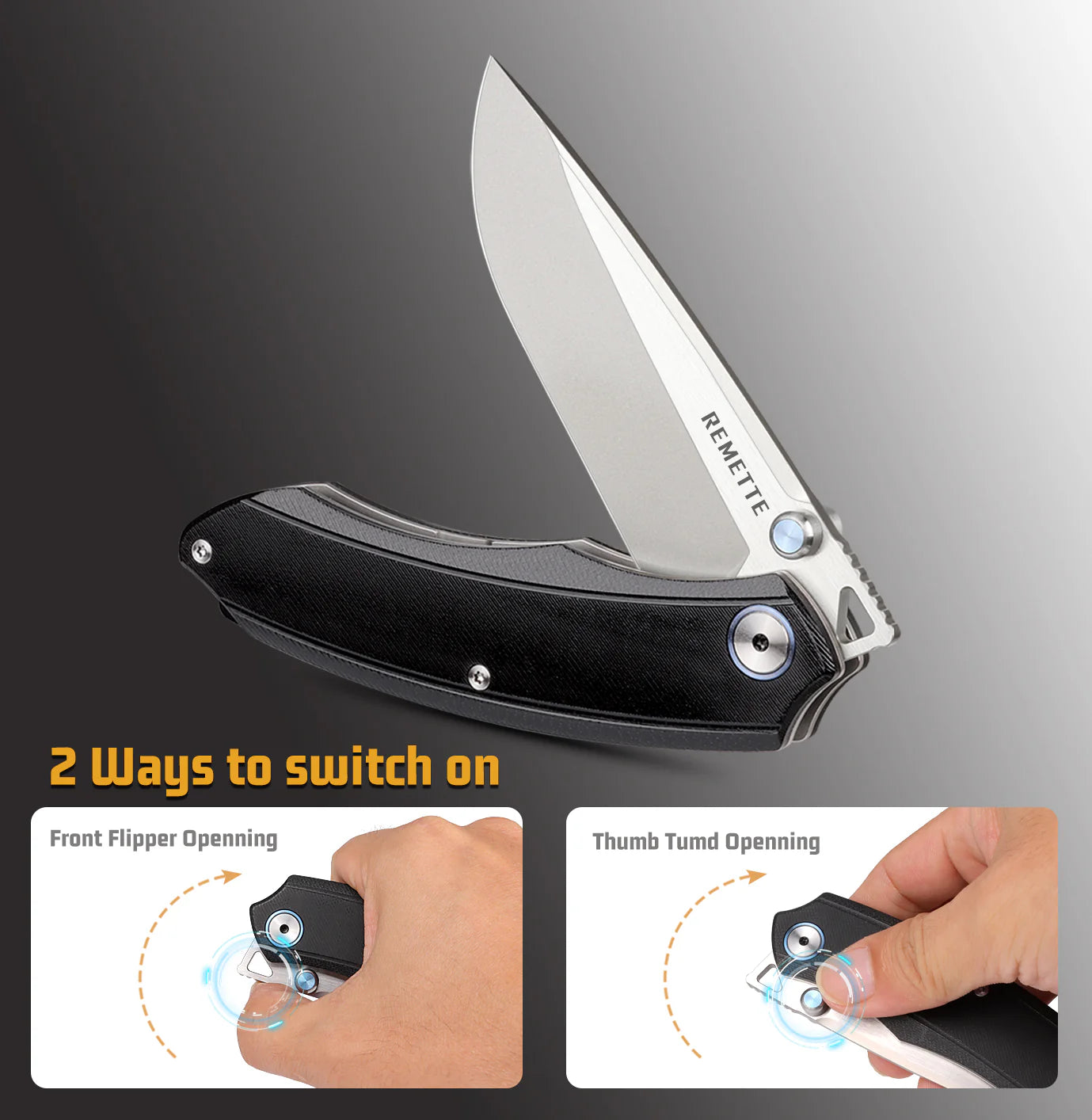 Remette Wild Species GC103-B – Black handle, 3.27" 14C28N Drop Point Folding Knife