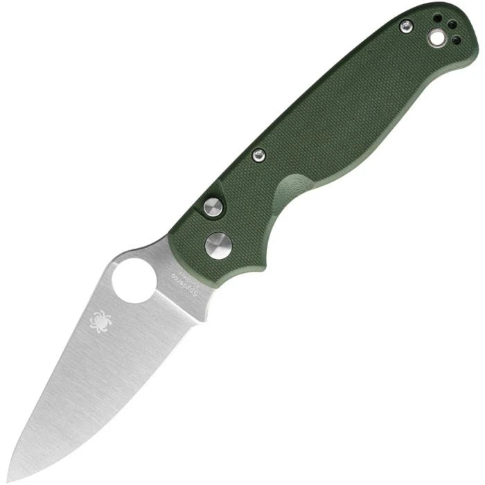Spyderco ButtonUp 8Cr13MoV Modified Clip Point Folding Knife OD Green G10 C275GPGR
