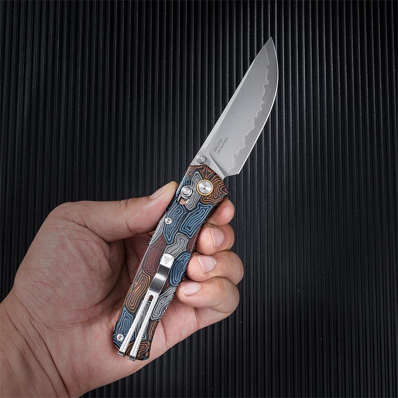SRM Knives 255L-GQ2 Medal Folding Knife – G10 Handle, Laminated 140Cr Blade