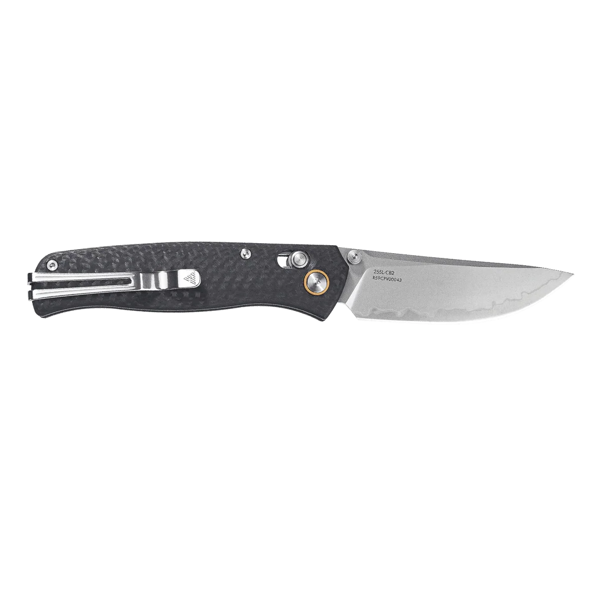 SRM Knives 255L-CB2  3.2"  Drop Point Blade, Carbon Fiber Handles, AXIS/Crossbar Lock