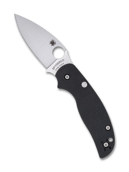 Spyderco Sage 6 Button Release Compression Lock Knife CF G-10 Laminate 3" Satin Blade
