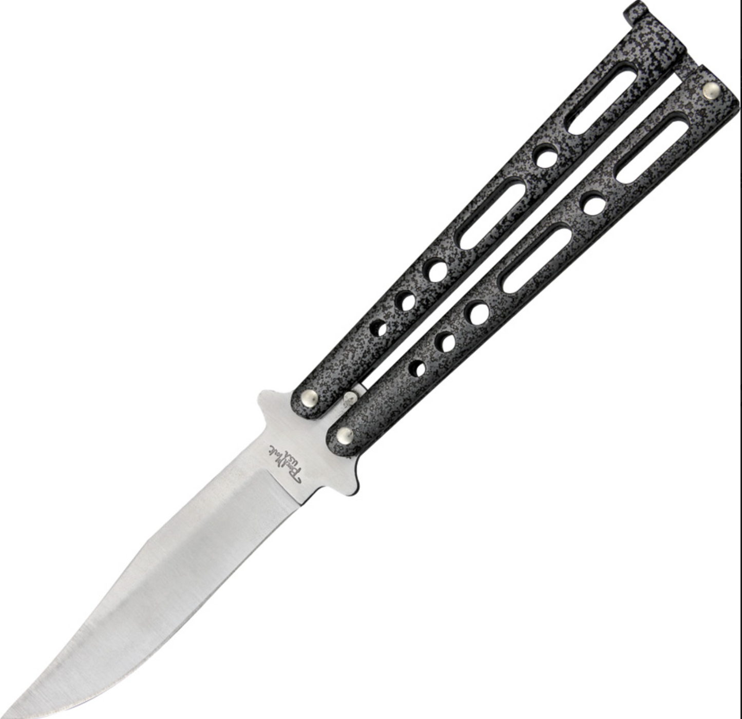 Benchmark Balisong Butterfly Knife 4" Clip Point Blade Silver Vein Handles BM005